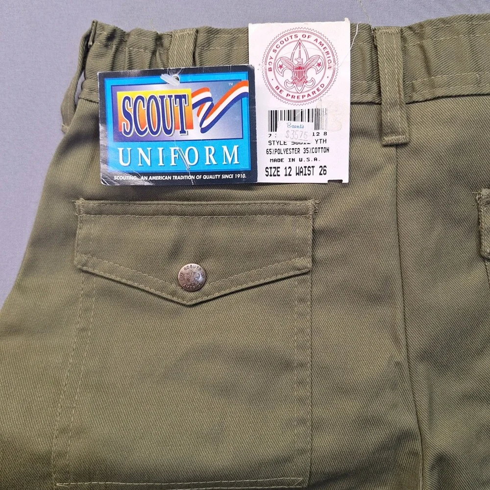Boy Scouts of America BSA Uniform Pants Olive Green Size 12 Waist 26 Vintage USA